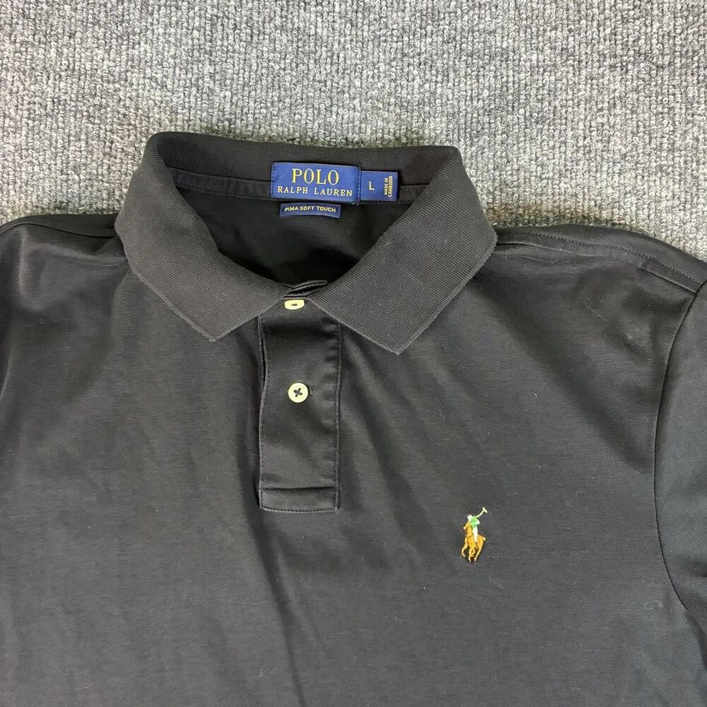 Polo Ralph Lauren Pima Soft Touch Polo Shirt Mens Large Black Pony Logo